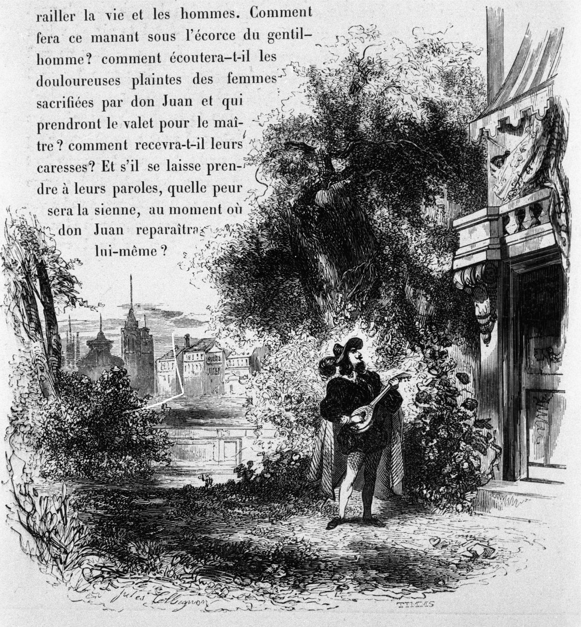 Don Giovanni szerenádot ad Elvira szobalányának, jelenet a Don Giovanniból (metszet) alkotó: French School