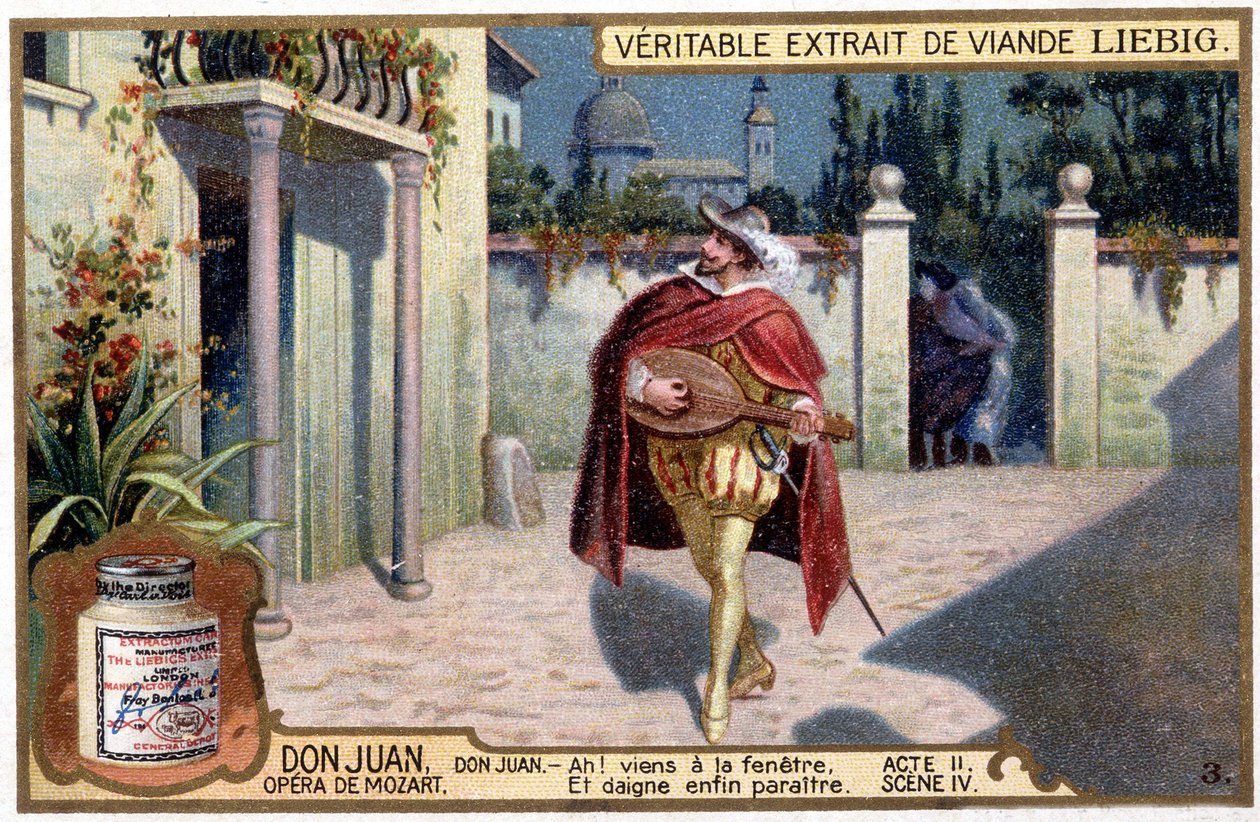 Don Juan trubadúrban: II. felvonás sc. A „Don Giovanni”” Mozart-opera IV. Liebig Chromolithography, v.1900 alkotó: French School