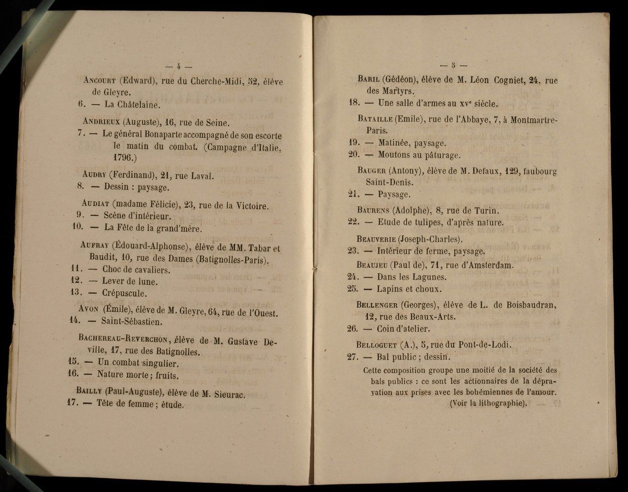 Dupla oldal a Salon des Refuses-ből, 1863 alkotó: French School
