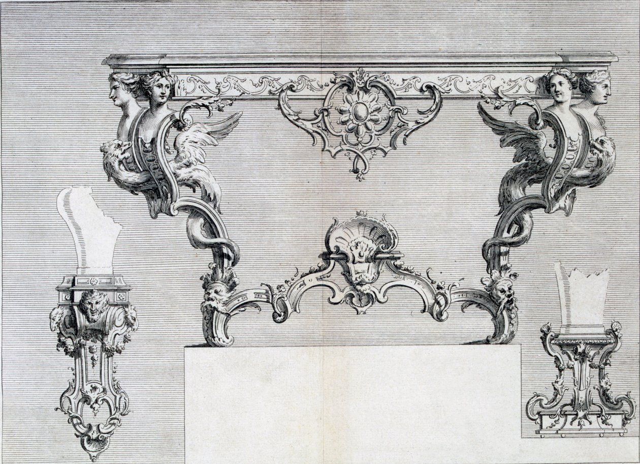Kétágú gyertyatartó rokokó és klasszikus elemekkel, Duhamel által összeállított neoklasszikus fémmegmunkálási minták mintakönyvéből, 1770-80-as évek körül alkotó: French School