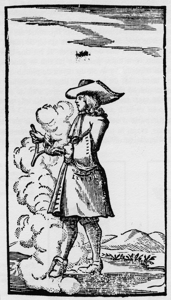 Dowser eltérítő jósbottal – Rhabdomancie – A baguette magyarázata „” La Physique okkult, ou Treat de la baguette divinatoire” – Párizs 1693, Vallemont abbé (Pierre Le Lorrain) fizikusa, numizmatája és francia irodalma. alkotó: French School