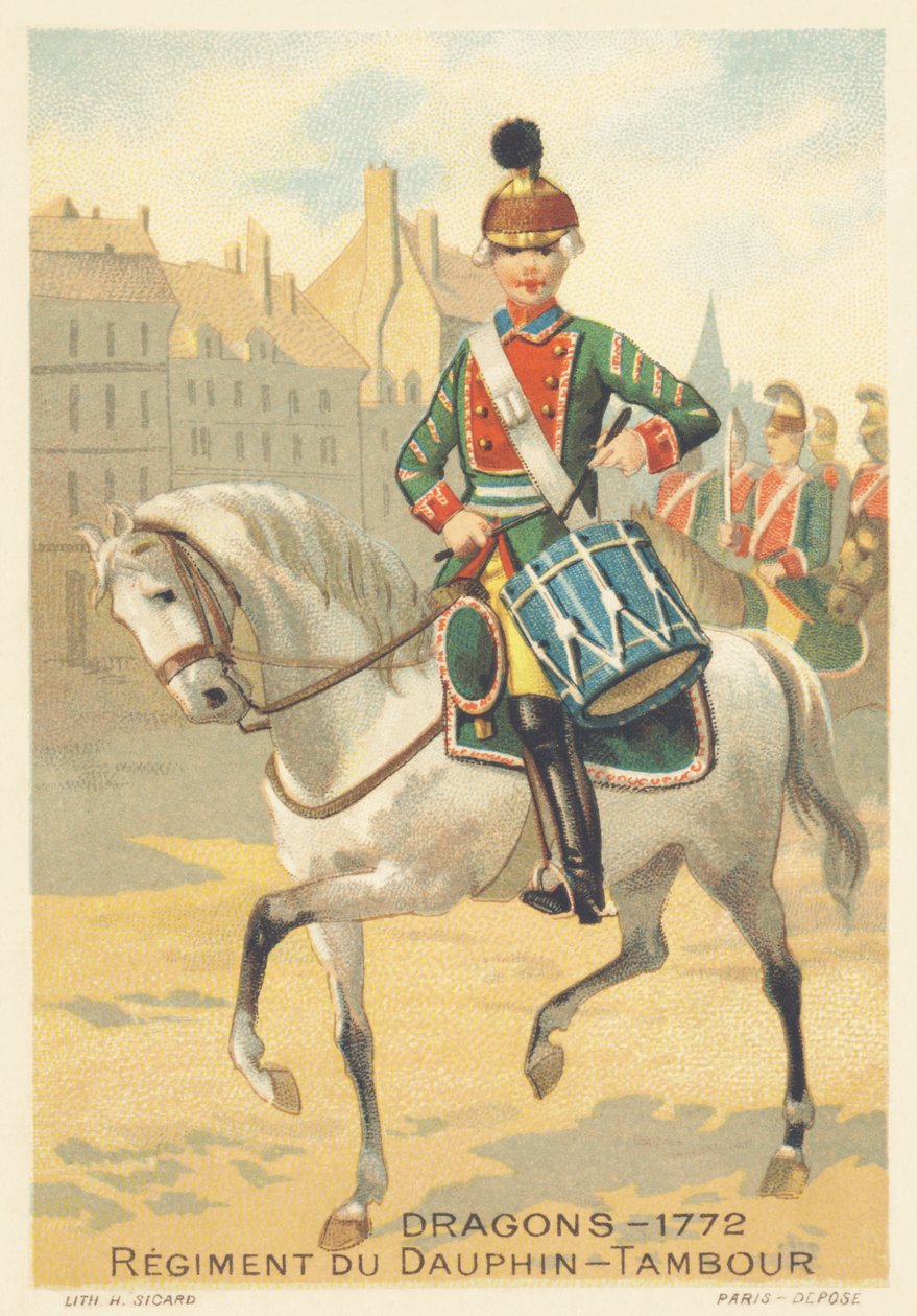 Dragoons, Regiment du Dauphin, Drambour 1772-ben alkotó: French School