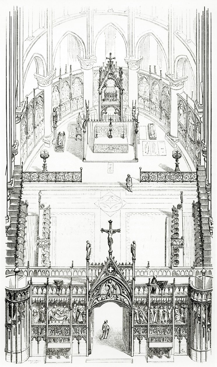 Rajz a 11-16. századi francia építészeti szótárból, 1861 alkotó: French School