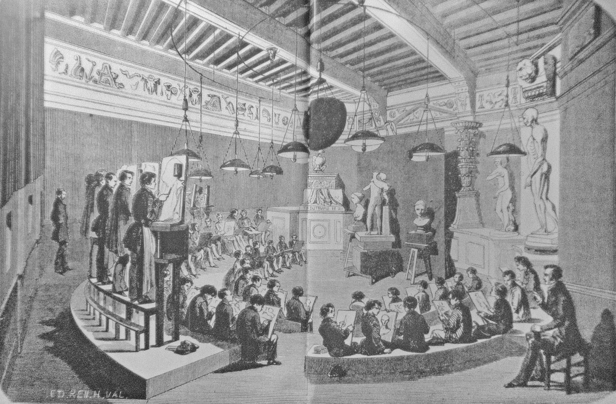 Rajzlecke a szobrászatból, Royal Free School of Art (litho) alkotó: French School