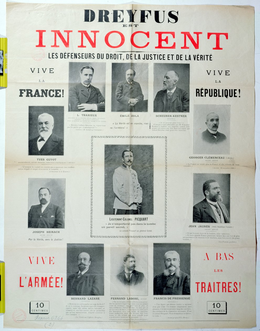 Dreyfus est Innocent, plakát védői portréival, 19. század vége alkotó: French School