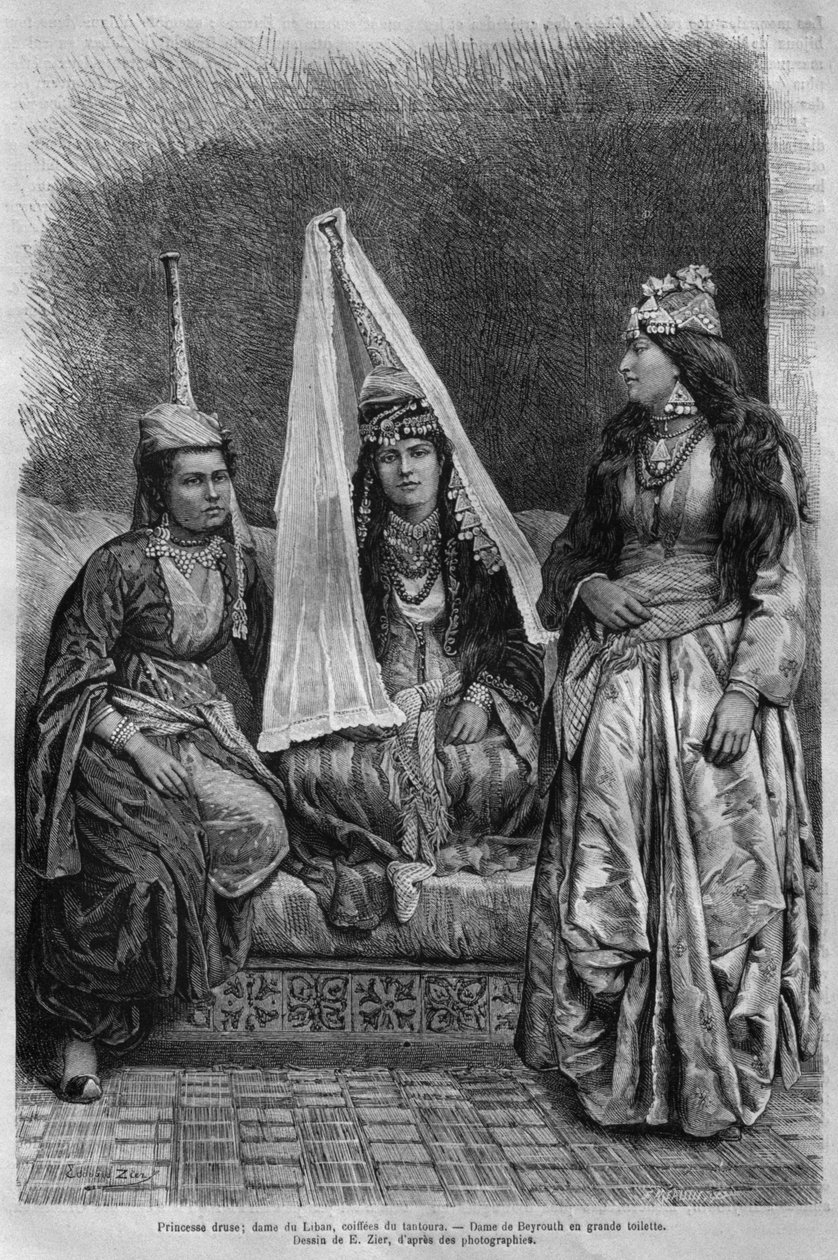 Drúz hercegnő, ma Szíriából. Utazások Föníciában, Libanonban és Júdeában. Louis Charles Emile Lortet 1875-1880, 1884 (bw metszet) alkotó: French School