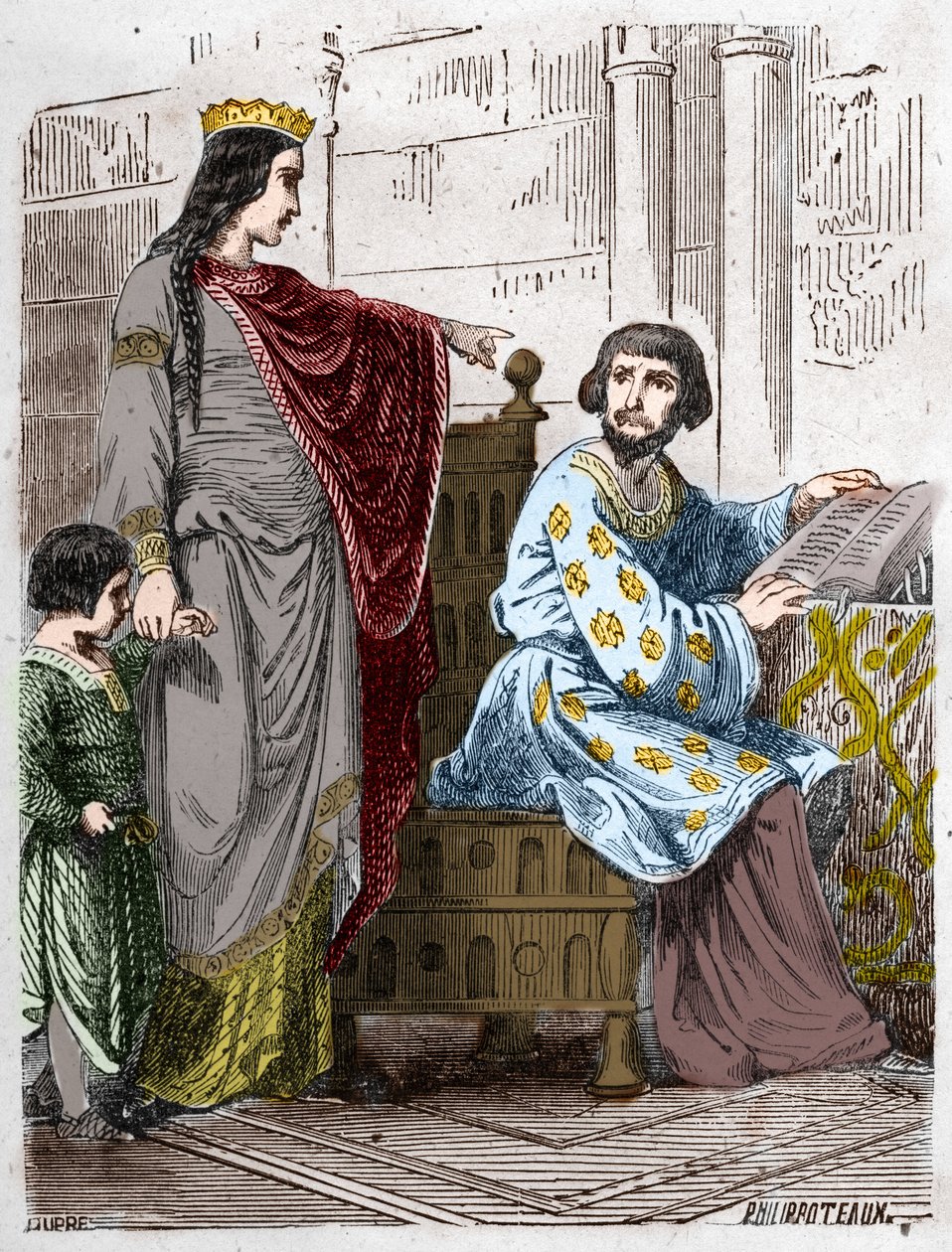 A Capetians-dinasztia: Arles-i Konstanz (986-1032), Franciaország királynője, II. Jámbor Róberttel (972-1031). alkotó: French School