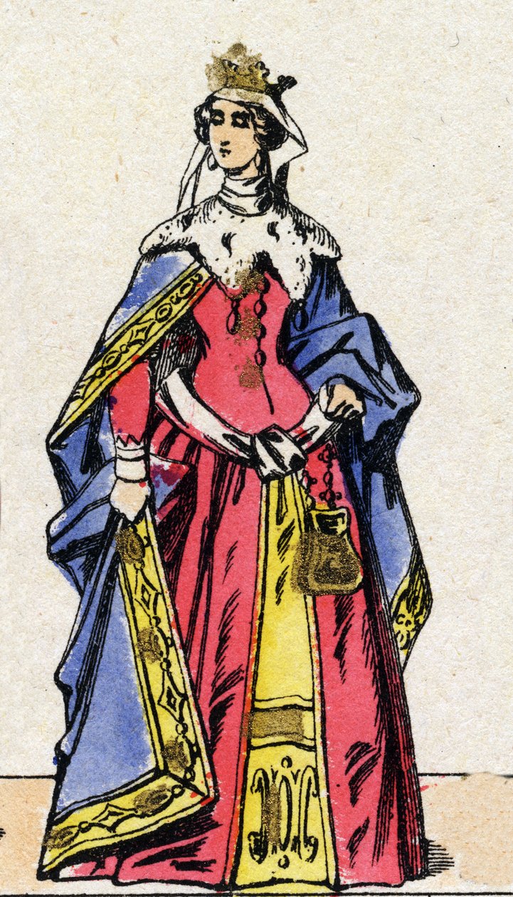 Kapetusok dinasztiája: A navarrai Joan Iere (1271-1305), a francia királynő, IV. Fülöp, Bél Fülöp (1268-1314) francia királynő portréja. Epinális képalkotás a 19. század végéről. Magángyűjtemény. alkotó: French School