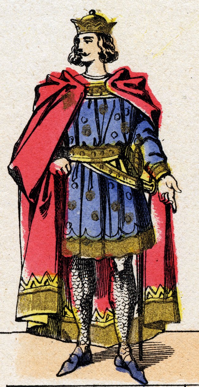 A Capetians-dinasztia: VII. Lajos dit le Jeune (1120-1180), a frankok királya 1137-től 1180-ig portréja. Epinális képalkotás a 19. század végéről. Magángyűjtemény. alkotó: French School