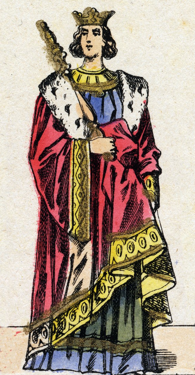A Capetians-dinasztia: X. Lajos portréja, akit Hutinnak hívnak (1289-1316), a frankok királyát 1314-től 1316-ig. Epinális képalkotás a 19. század végéről. Magángyűjtemény. alkotó: French School