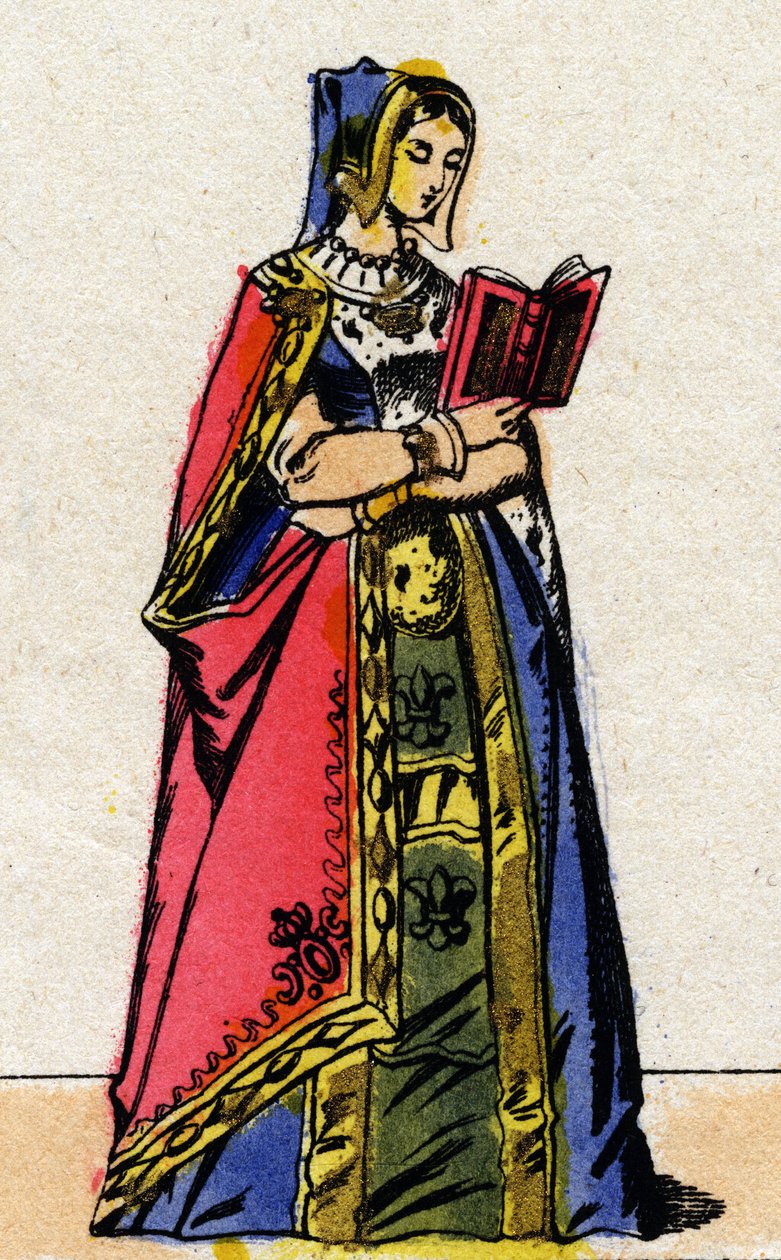 Valois-dinasztia: Bretagne-i Anna (1477-1514), francia királynő, VIII. Károly felesége (1470-1498) portréja. Epinális képalkotás a 19. század végéről. Magángyűjtemény. alkotó: French School