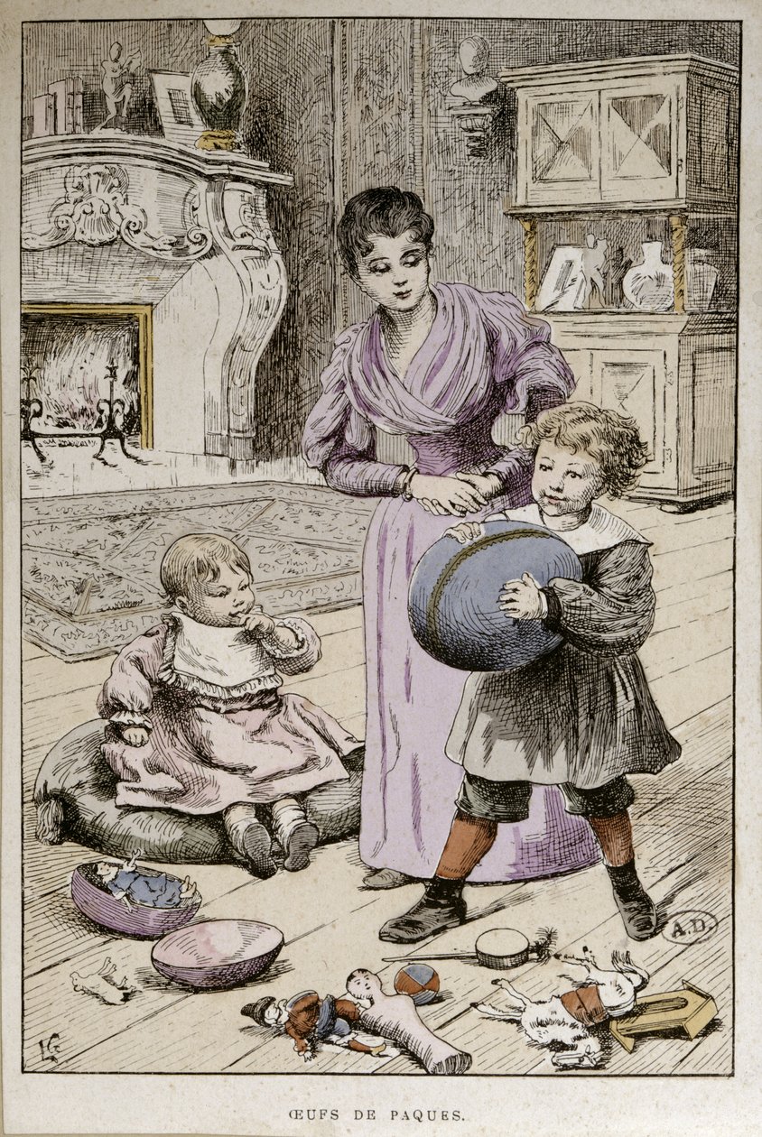 Húsvéti tojások, 1890 körül (színes metszet) alkotó: French School