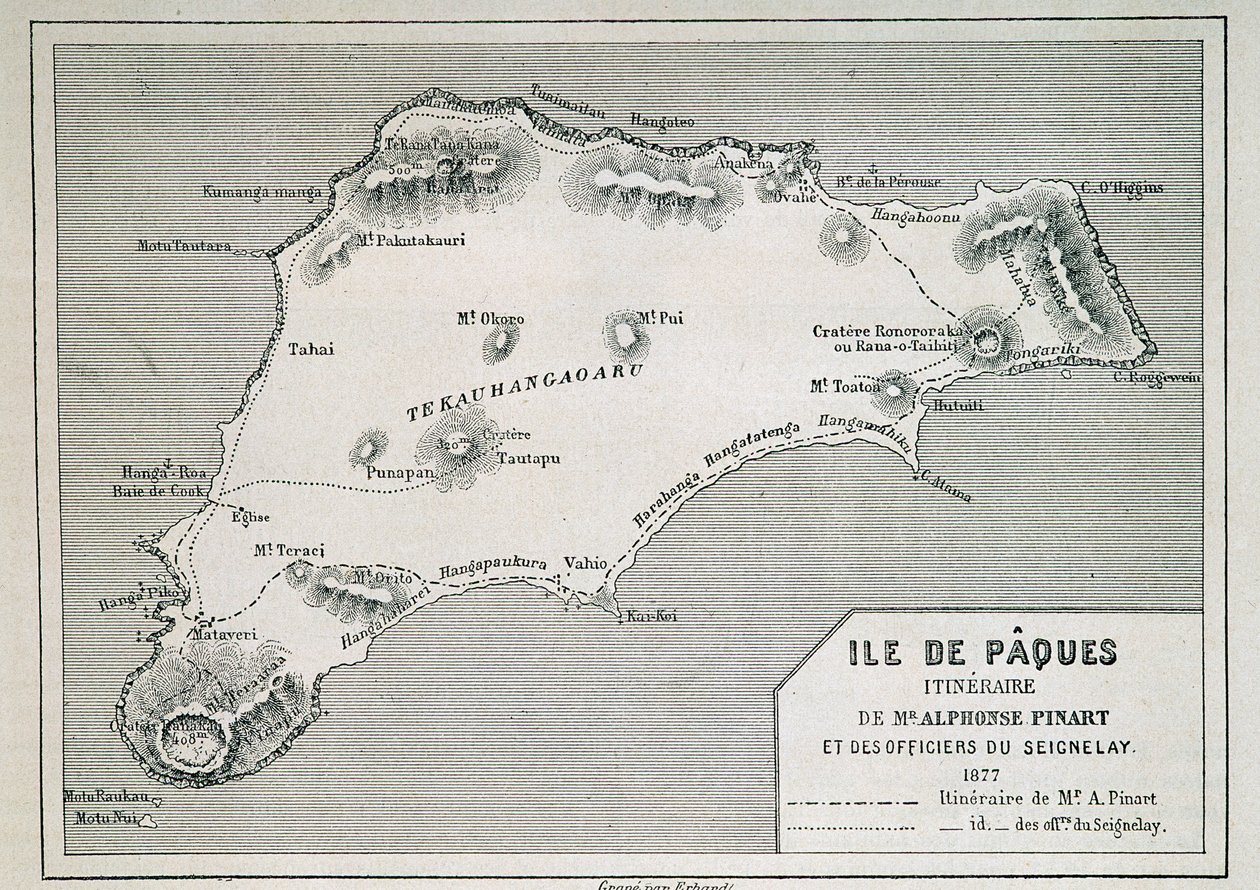 Húsvét-sziget (Rapa Nui): az útvonalat Mr. Pinart alkotó: French School