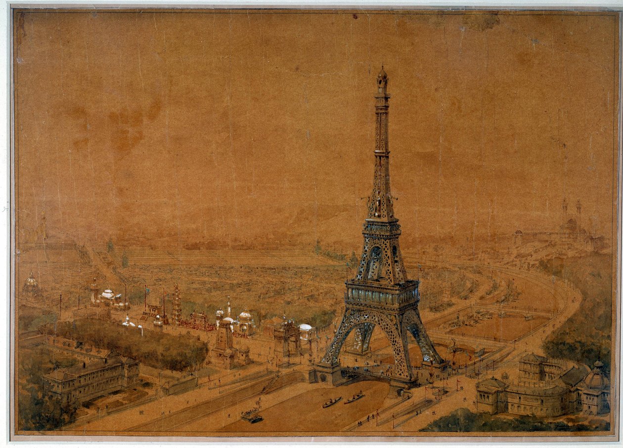Az 1886-os pályázat Eiffel-torony projektje visszautasítja az 1889-es kiállítást. Rajz 1886. Párizs, Országos Levéltár alkotó: French School