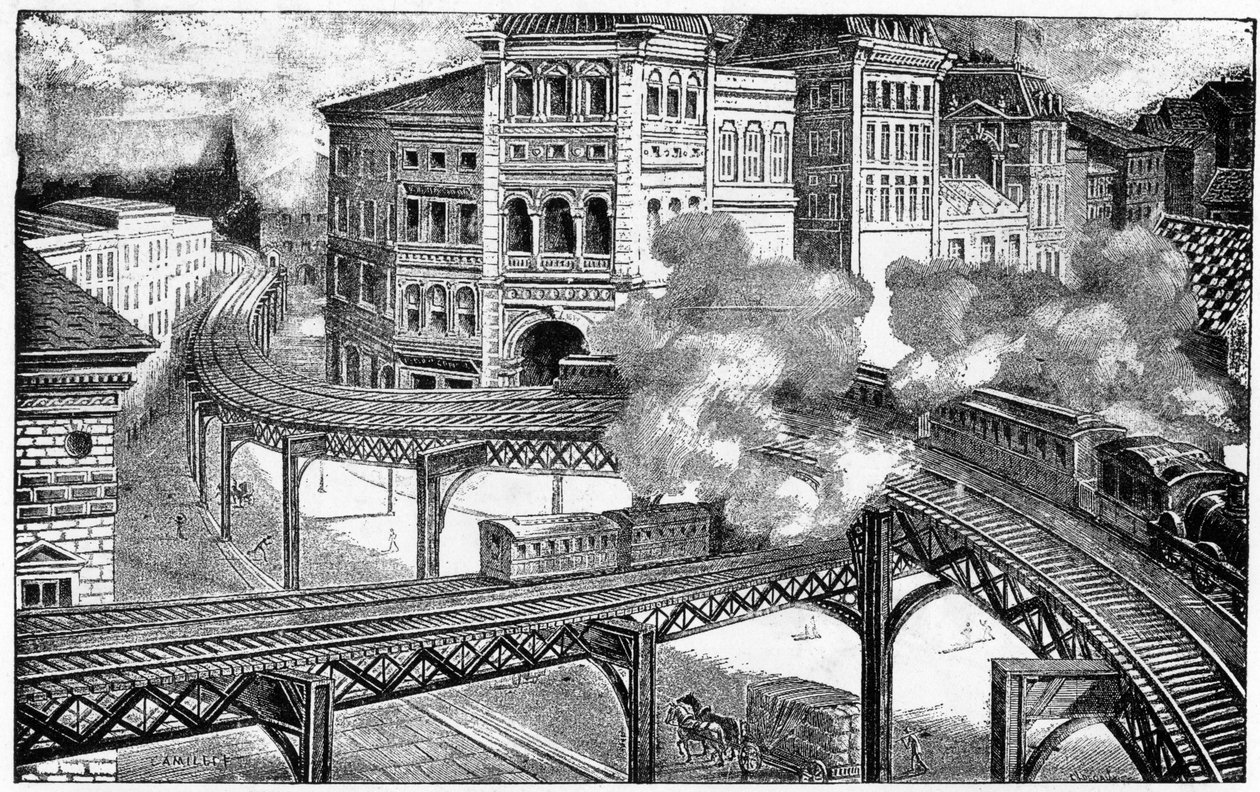 Elevated Railways of New York, 1893 alkotó: French School