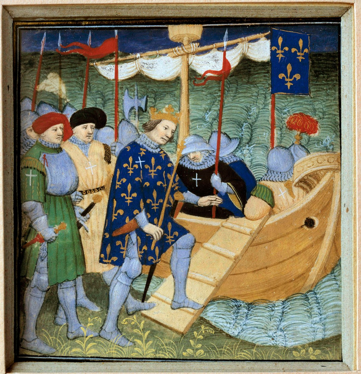 Szent Lajos (IX. Lajos) (1214-1270) emblémája a francia iskola 7. miniatűr keresztes hadjáratához. alkotó: French School