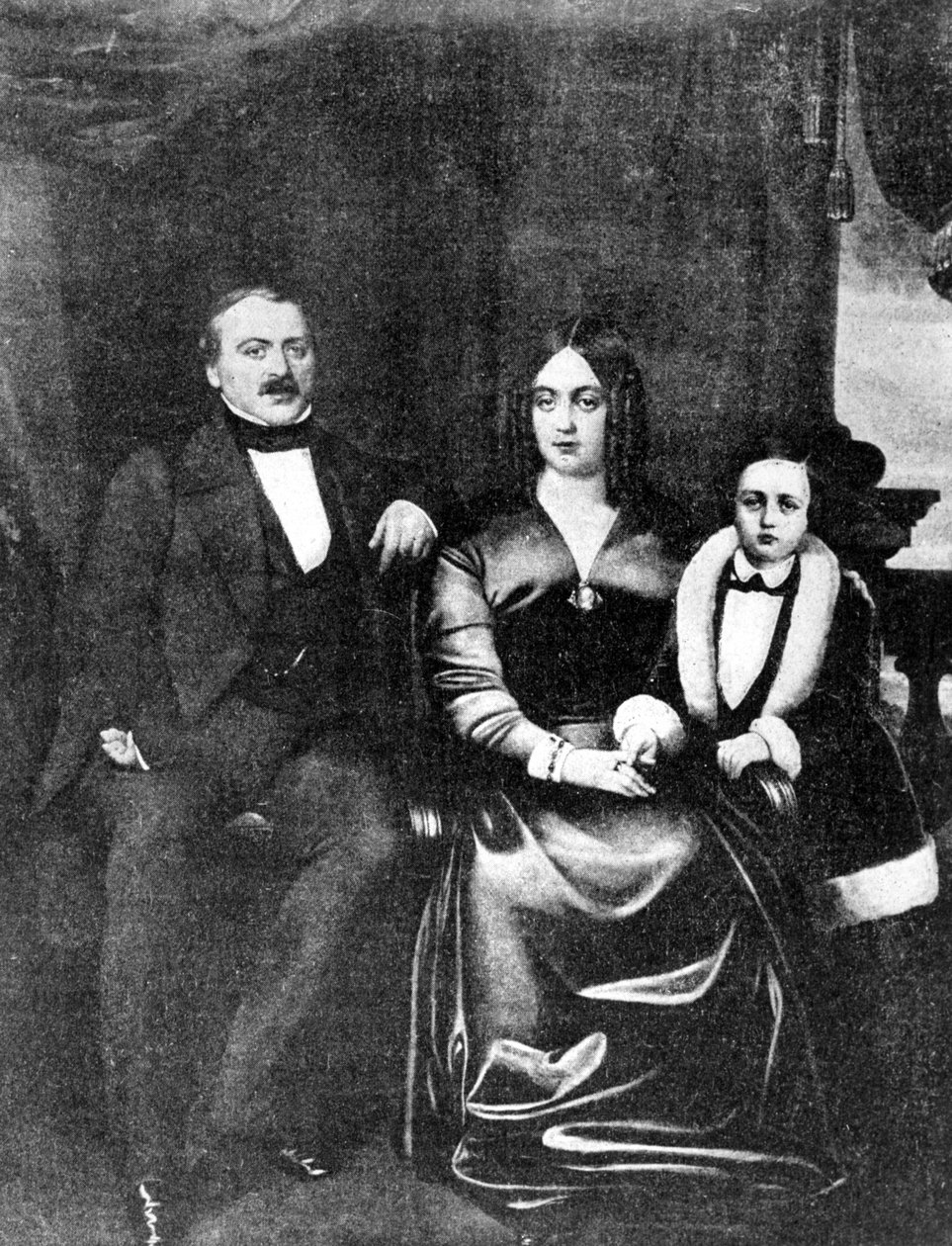 Emile Zola (1840-1902) és szülei, 1846 körül alkotó: French School