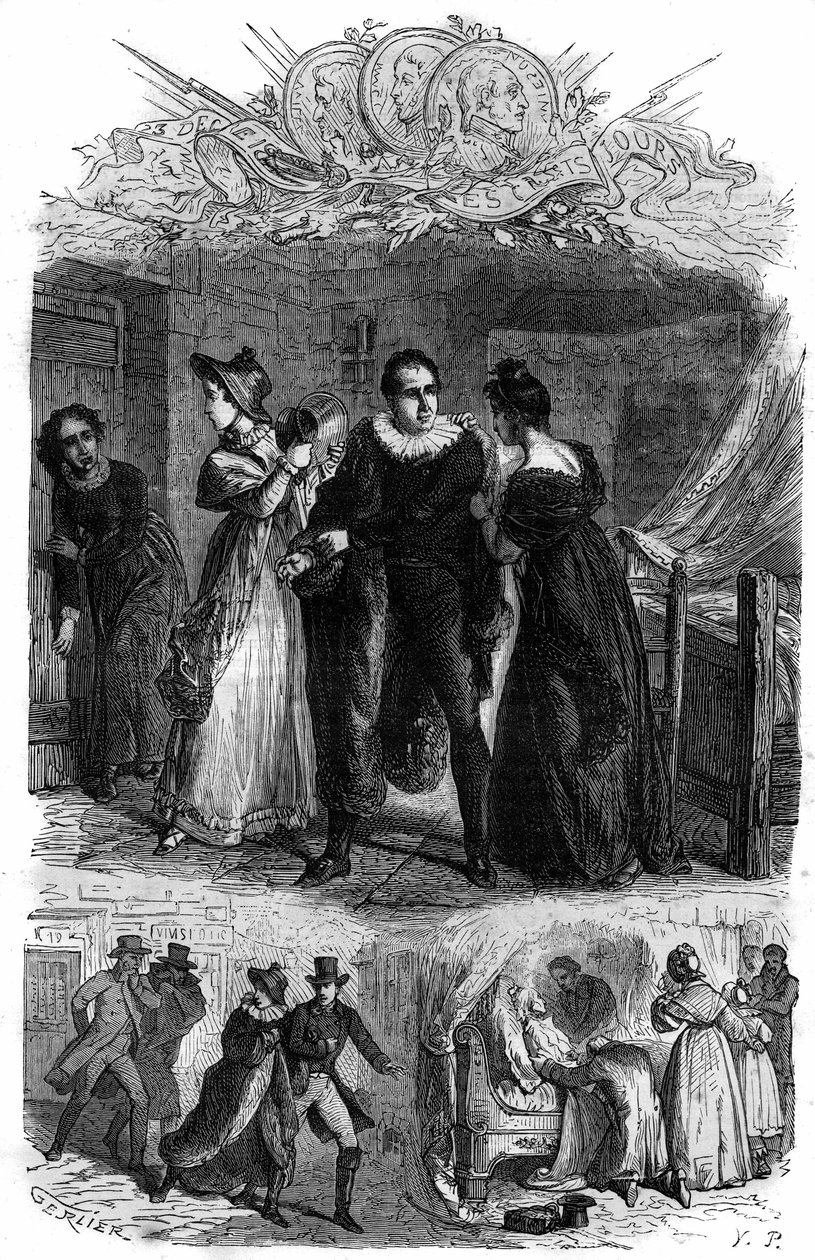 Emilie de Lavalette, Madame de la Valletta, férje, Antoine Marie Chamans, Lavalette grófja (1769-1830, a posta igazgatója) megszöktette a Concierge-től a forradalom alatt. Metszet a „Histoire des Papes-Kings-Queen and Emperor alkotó: French School