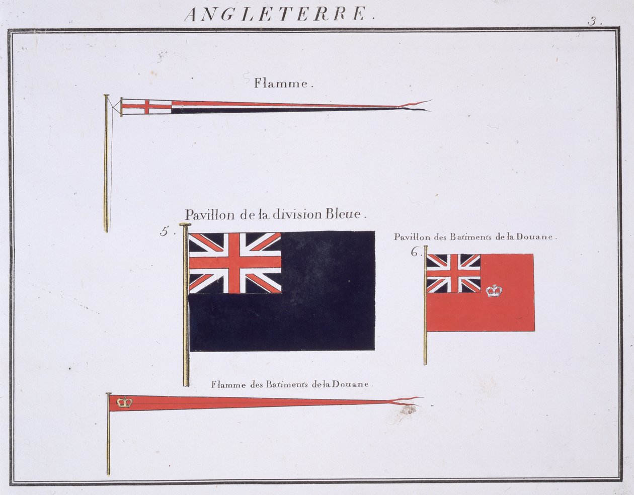 Angol zászlók, egy francia zászlóskönyvből, 1819 körül alkotó: French School