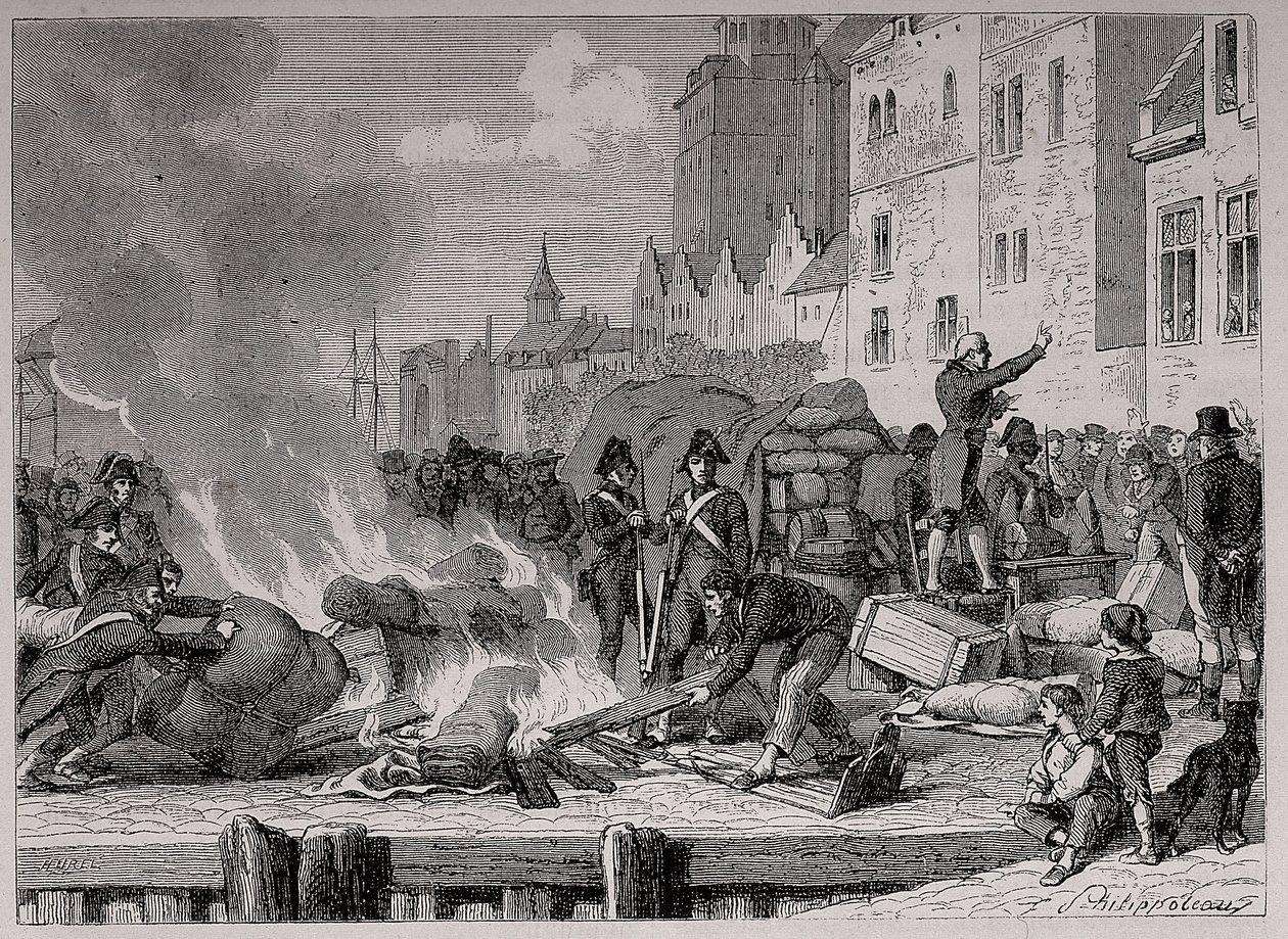 English goods sold or brulees because of the continental blockade imposed on Great Britain by Napoleon alkotó: French School