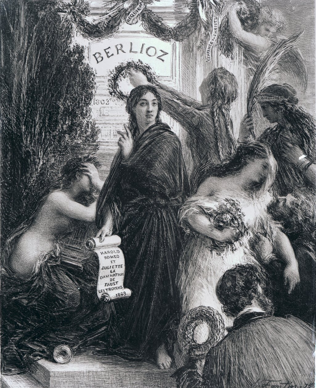 Hector Berlioz emlékének szentelt metszet, 1869 alkotó: French School