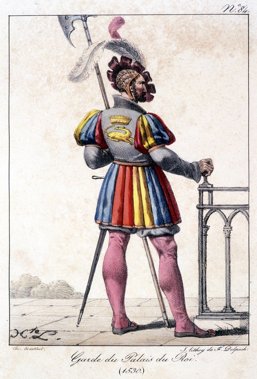 A királyi palota őrének metszete 1530-ban. alkotó: French School