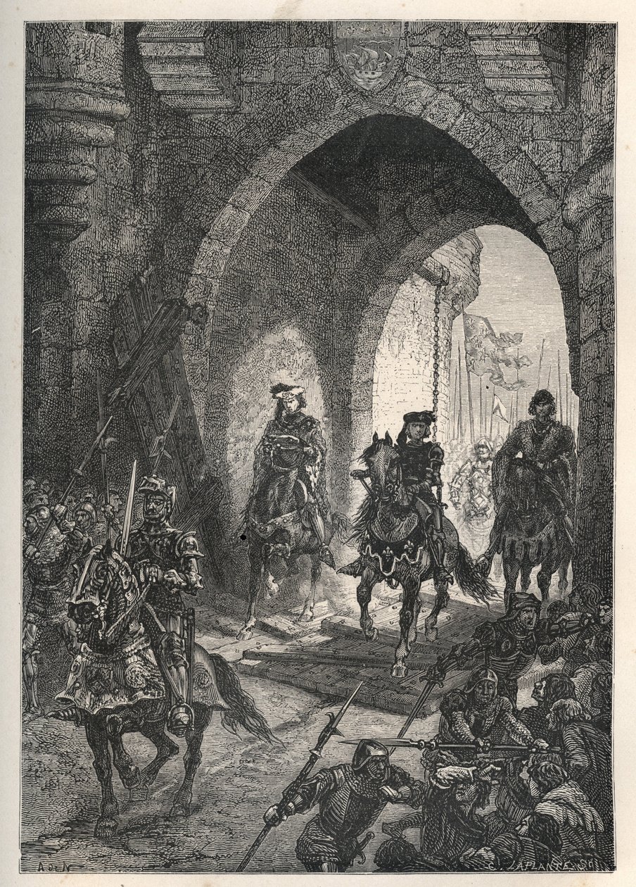 Szeretett VI. Károly (1368-1422), francia király belépése Párizsba Maillotins lázadásának leverése után, 1382-ben - Charles Vi francia király visszatér Párizsba - Charles VI le Bien-Aime (1368) főétel -1422), francia király, Párizsban azután alkotó: French School