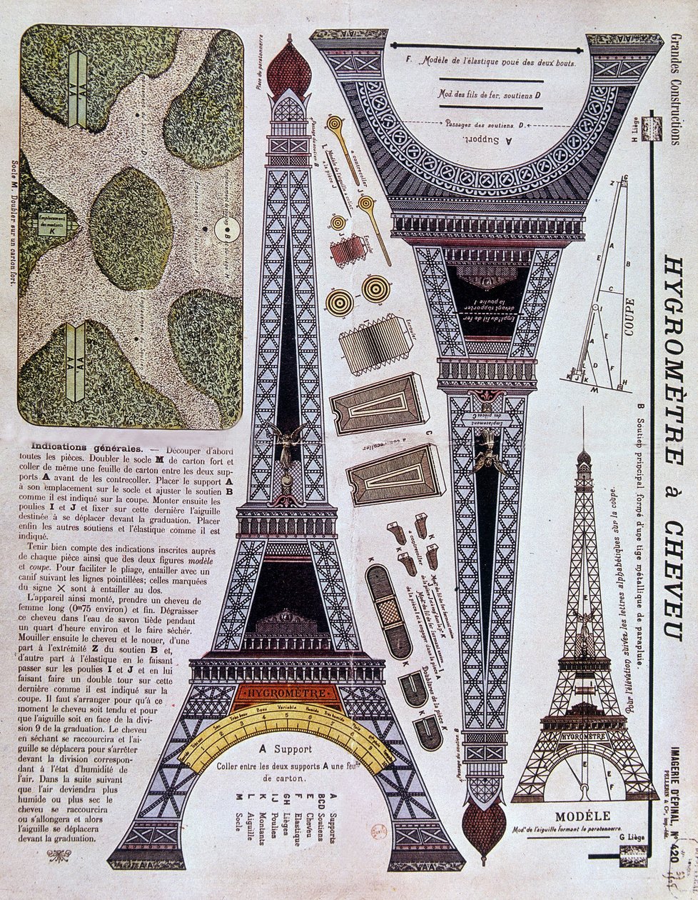 Az 1908-as 420-as epinális képalkotás (Grande Construction) az Eiffel-toronyon. alkotó: French School