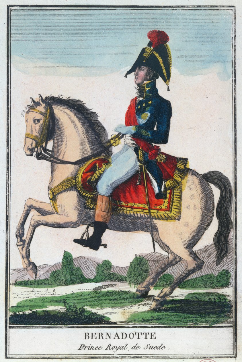 Charles Jean Baptiste Bernadotte (1763-1844) lovas portréja, 19. század eleje (színes metszet) alkotó: French School