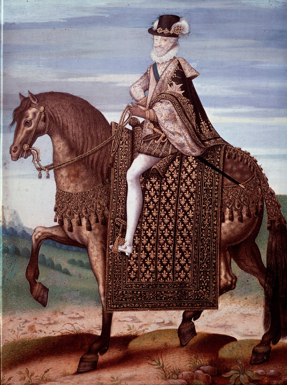Henrik (1553-1610) francia király lovas portréja (IV. Henrik francia király portréja) Anonymous festmény alkotó: French School