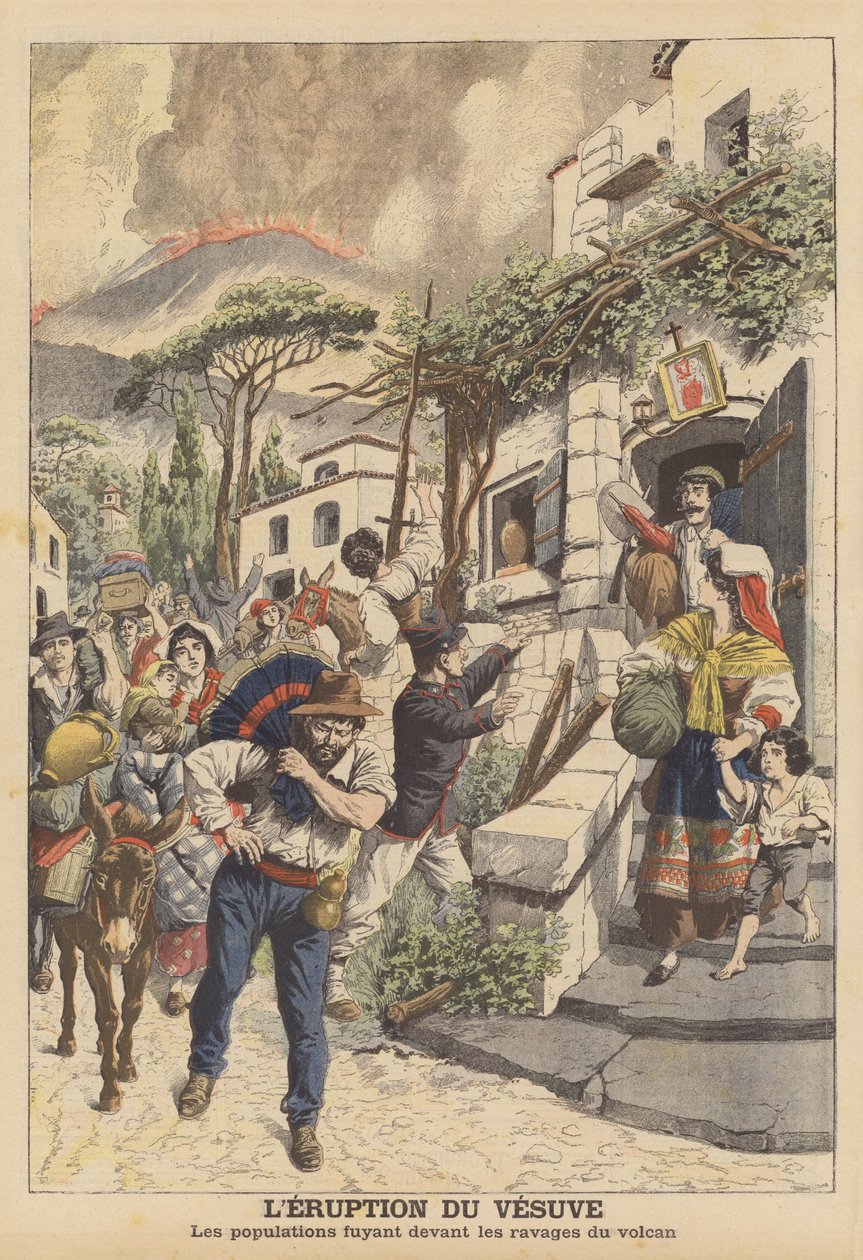 A Vezúv kitörése (színes litográfia) alkotó: French School