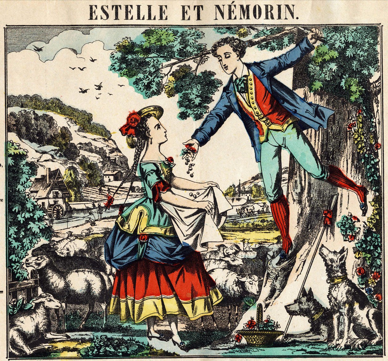 Estelle és Nemorin. Az Epinal képe alkotó: French School