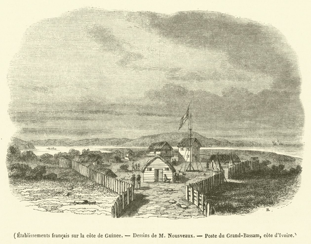 Francia létesítmények a guineai partokon (metszet) alkotó: French School