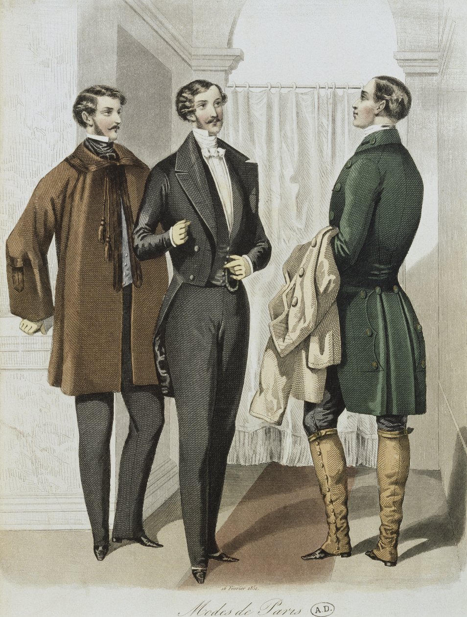 Estélyi ruha, illusztráció a Le Journal des Tailleurs-ből, 1851. február 16. (színes metszet) alkotó: French School