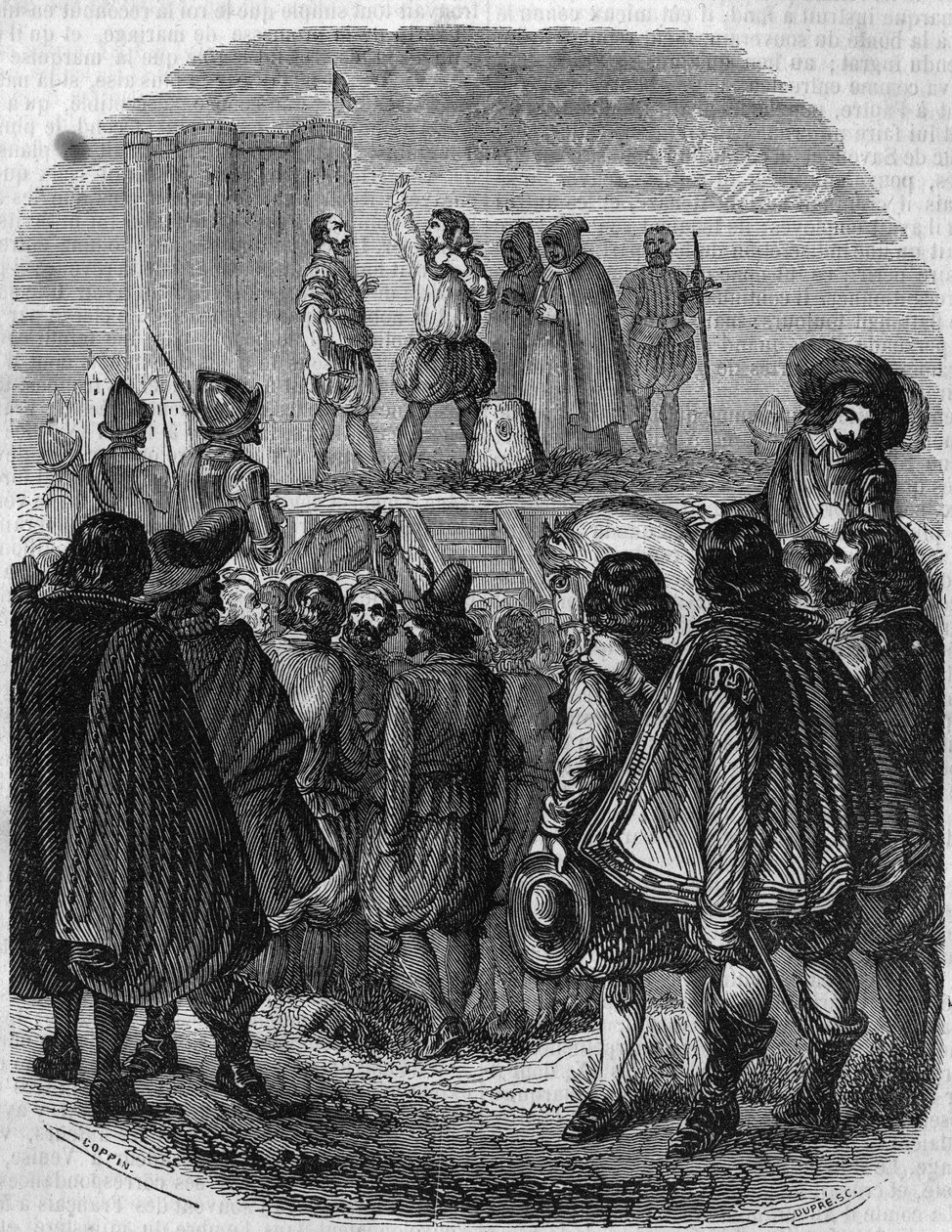 Charles de Gontaut Biron (1602) kivégzése: Charles de Gontaut Biron marechal, Burgundia kormányzója (1562 - 1602). alkotó: French School
