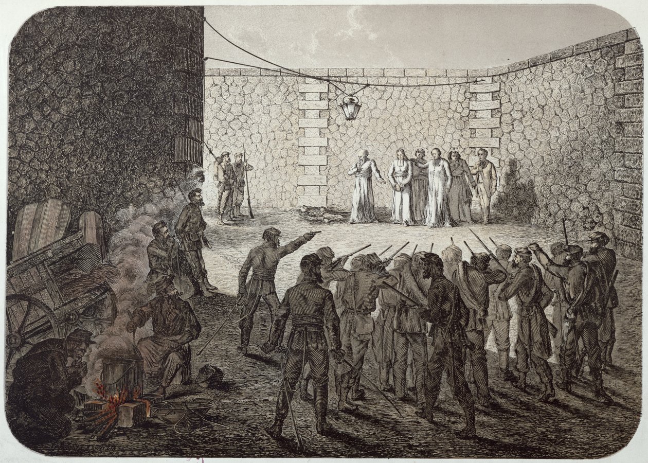 Túszok kivégzése a kommün idején, 1871 alkotó: French School