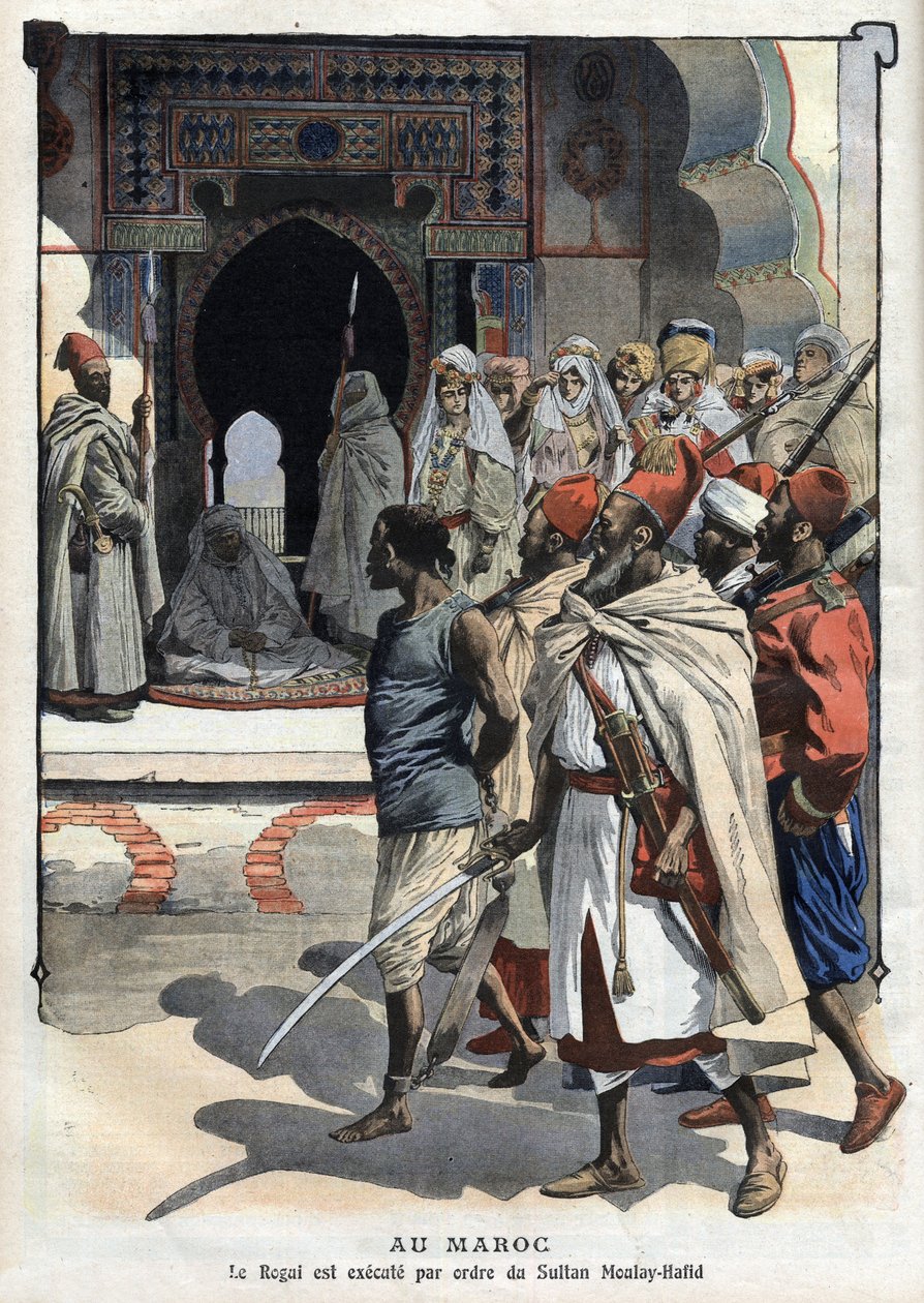 Rogui Bou Hamara kivégzése Moulay Hafid a Fez szultán parancsára, "" Le petit Journal"" október 3-án alkotó: French School