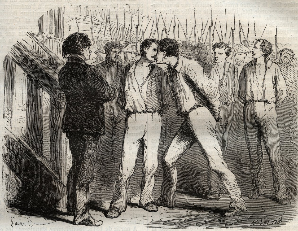 La Rochelle négy őrmesterének kivégzése 1822. szeptember 21-én: Bories, Raoulx, Gaubin, Pommier - Raoulx, aki át kellett volna haladnia az elsőn, arra kérte, hogy ölelje át társait - Armand „Causes de tous les peuples” vésése Fouquier (1817-18?) 18 alkotó: French School