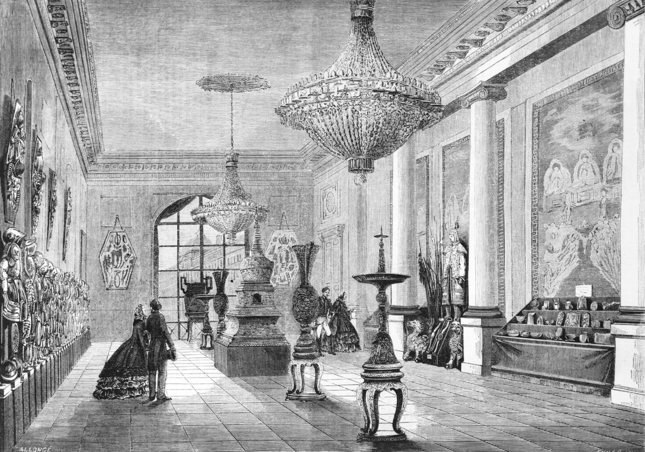 Kiállítás az expedíciós hadsereg által a császárnak adott kínai érdekességekből, illusztráció a Le Monde Illustre-ből, 1861 alkotó: French School