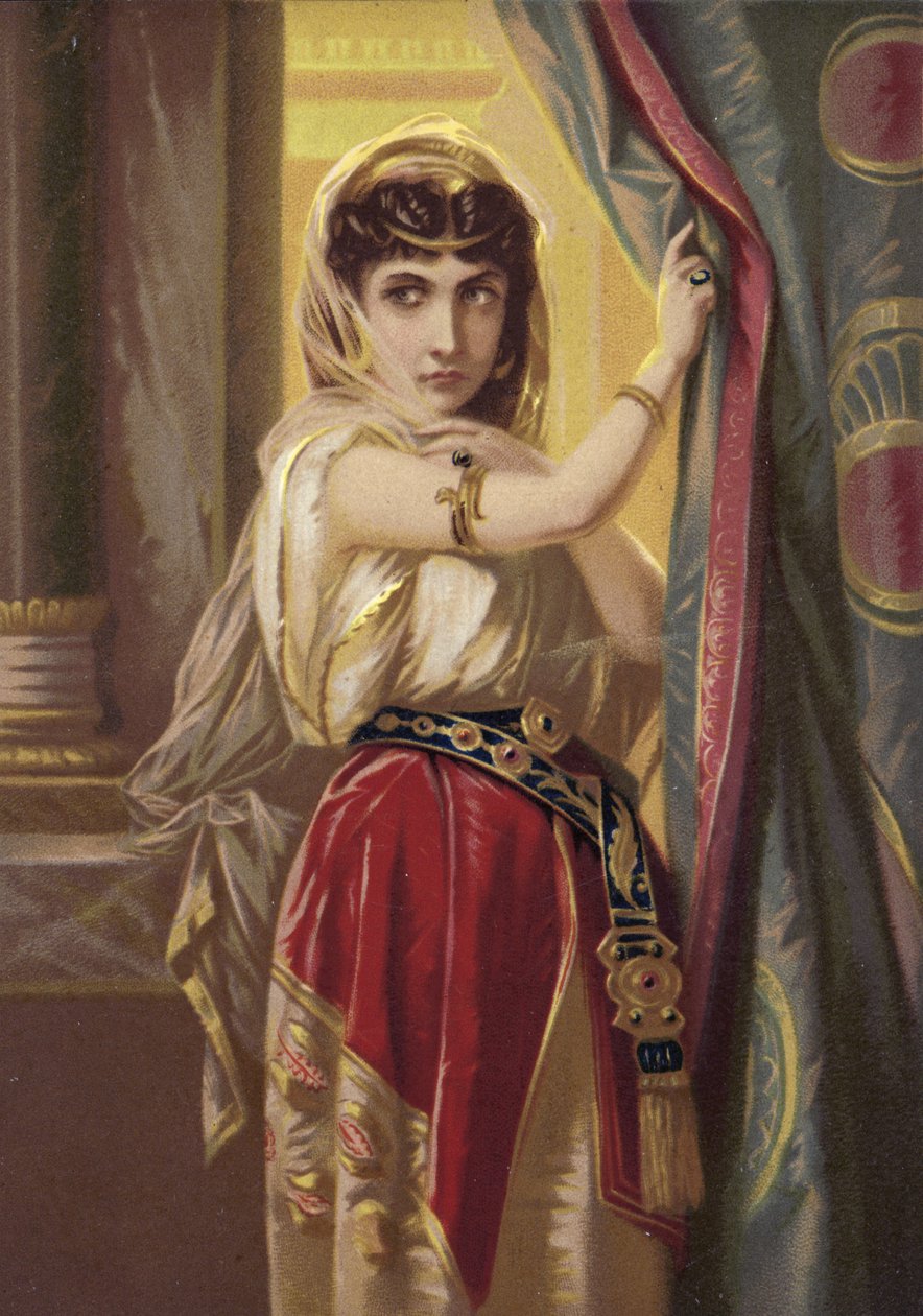 Egzotikus lány, arany ékszereket visel (chromolitho) alkotó: French School