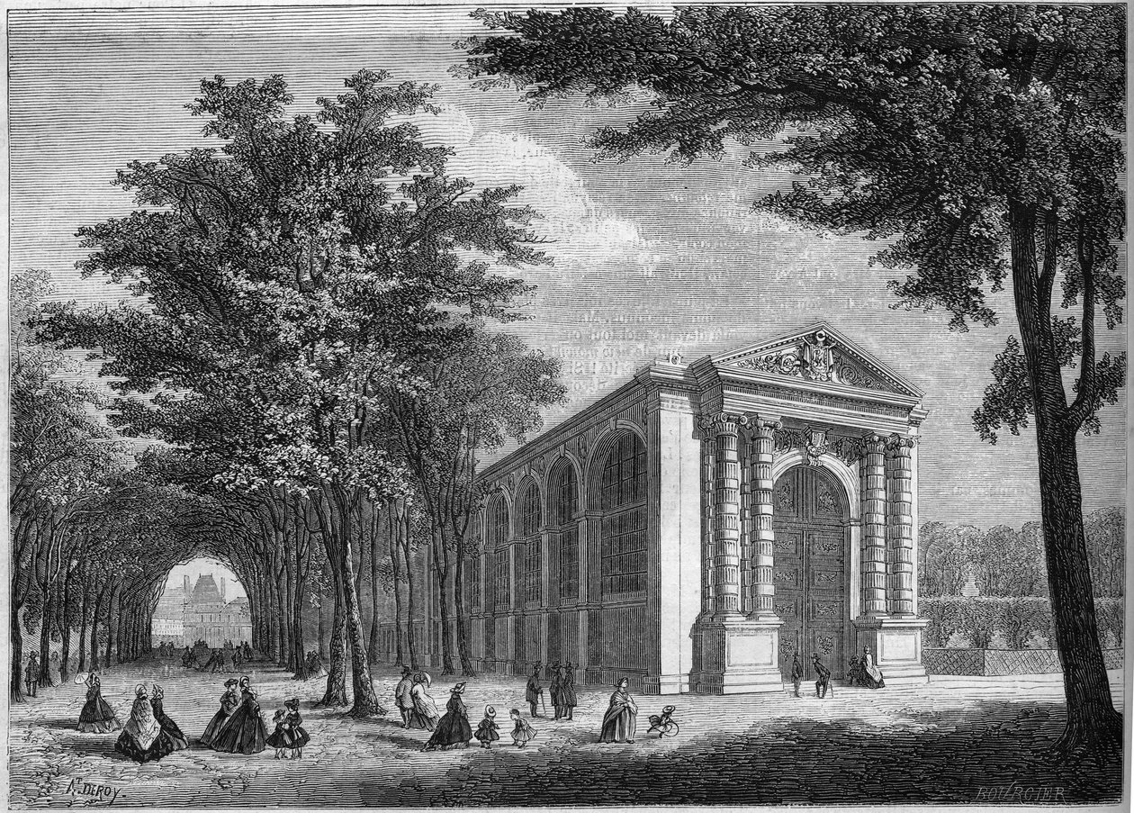 A párizsi Tuileries-ben található Prince Imperial pálmajátéktermének külső képe alkotó: French School