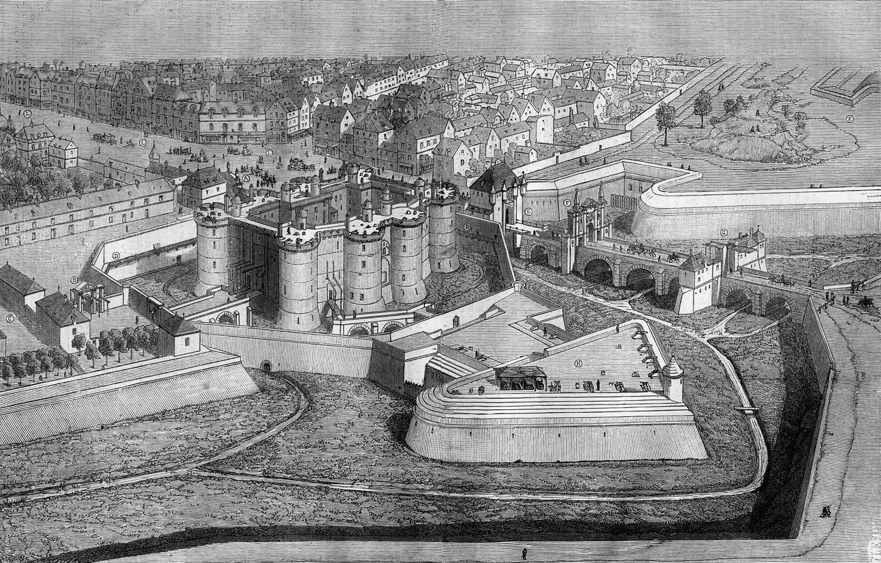 A párizsi Bastille külső képe 1650-ben. alkotó: French School