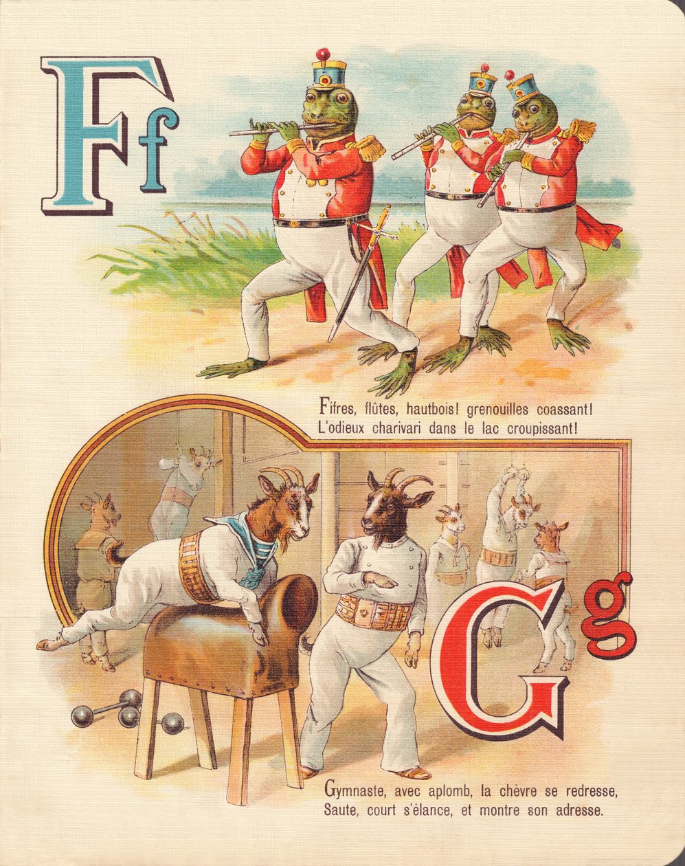 F G: Béka, béka, hegedű, kecske, torna alkotó: French School