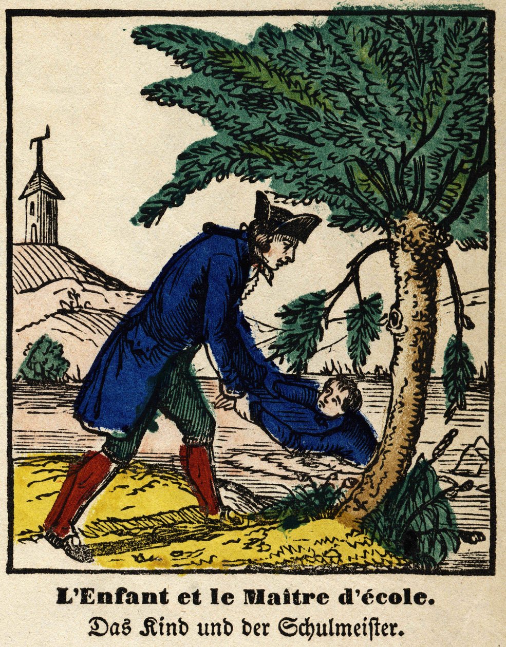 Fables de La Fontaine: a gyermek és az iskolamester. Epinal képe, 19. század első fele alkotó: French School