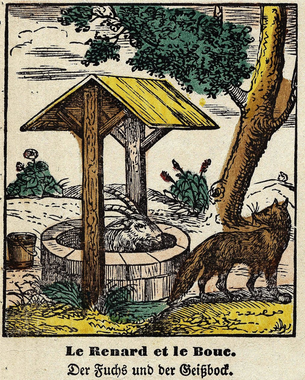 Fables de La Fontaine: a róka és a jó. Epinal képe, 19. század első fele alkotó: French School