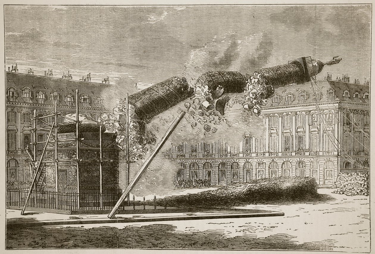 A Vendome oszlop esése, 1871. április, Cassells illusztráció: A Franciaország és Németország közötti háború története, 1870-1871 alkotó: French School
