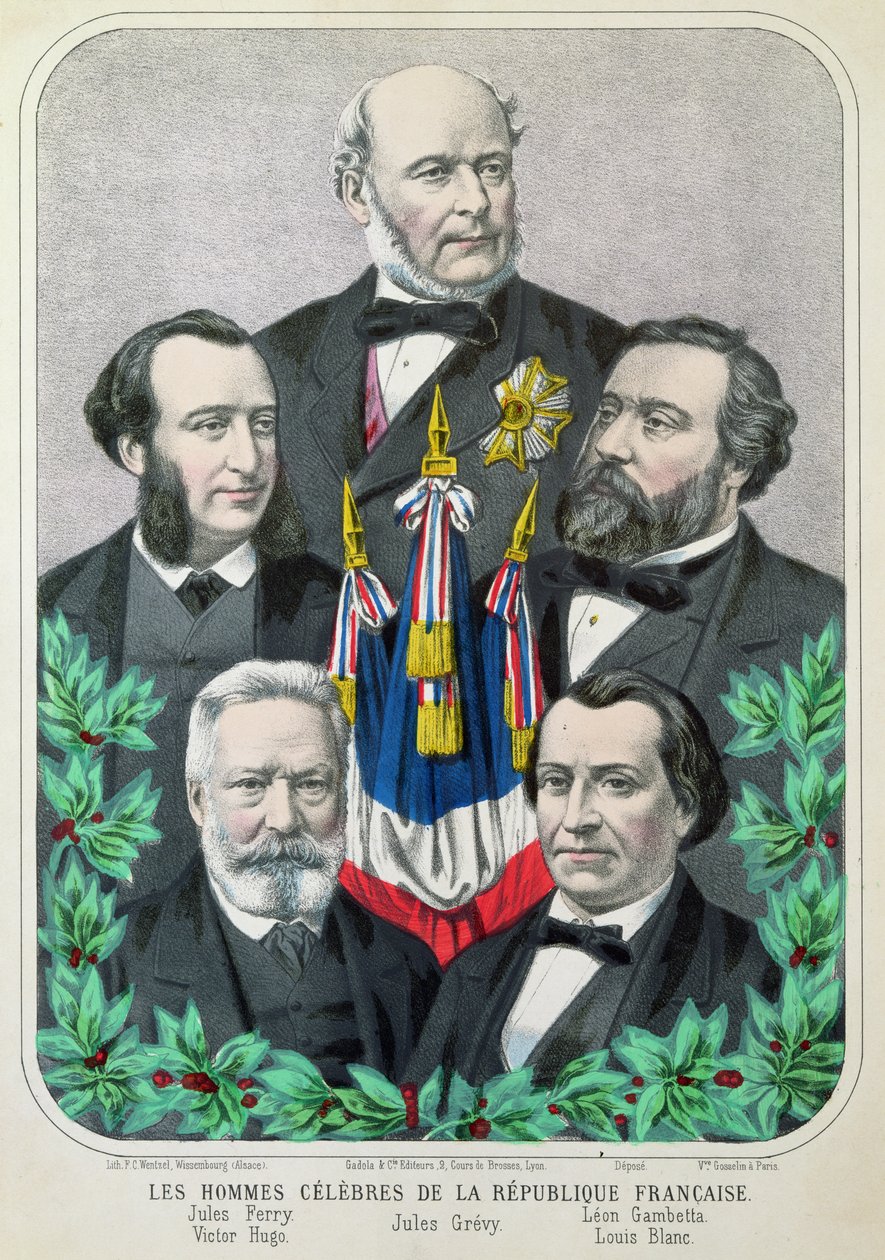 A Francia Köztársaság híres emberei: Jules Ferry (1832-93) Jules Grevy (1807-91) Leon Gambetta (1838-82) Victor Hugo (1802-85) és Louis Blanc (1813-82) 1873 alkotó: French School