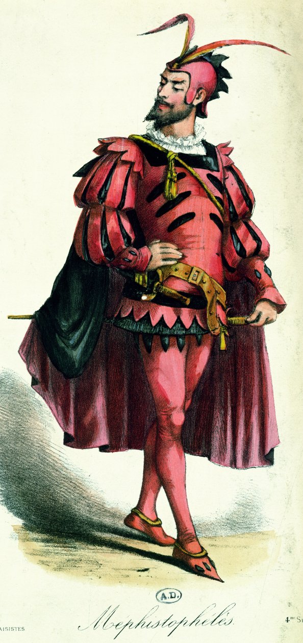 Díszes jelmez Mephistopheles számára, a LArt du Travestissementből, Leon Salut, 1885 alkotó: French School