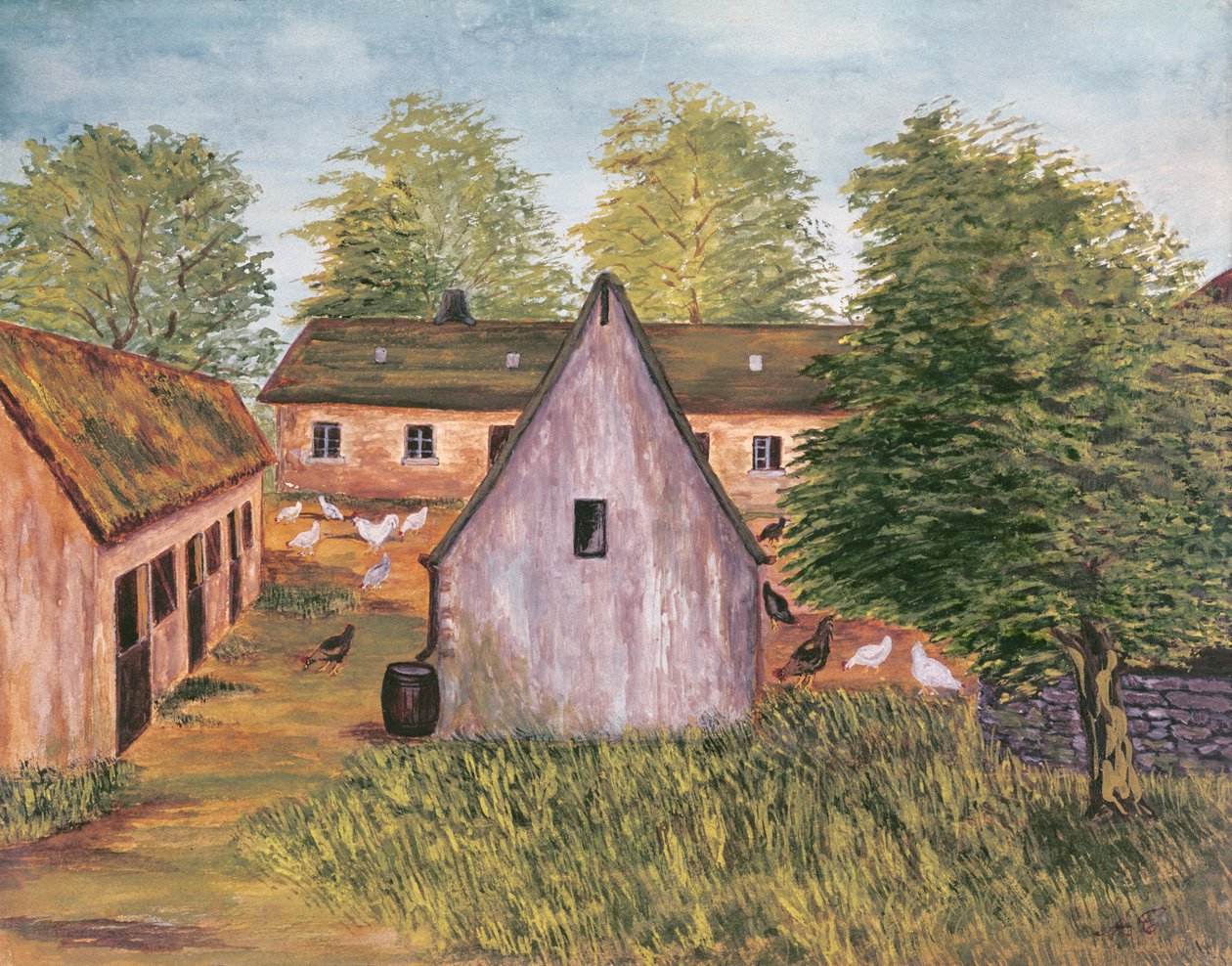 Farm és Farmyard Franciaországban, 19. század vége (wc papíron0 alkotó: French School