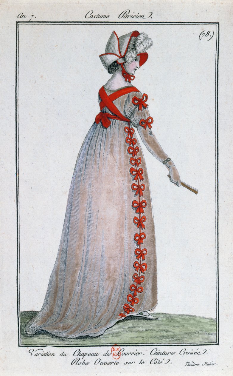 Divattervezés egy párizsi női ruhához, 1799 körül alkotó: French School